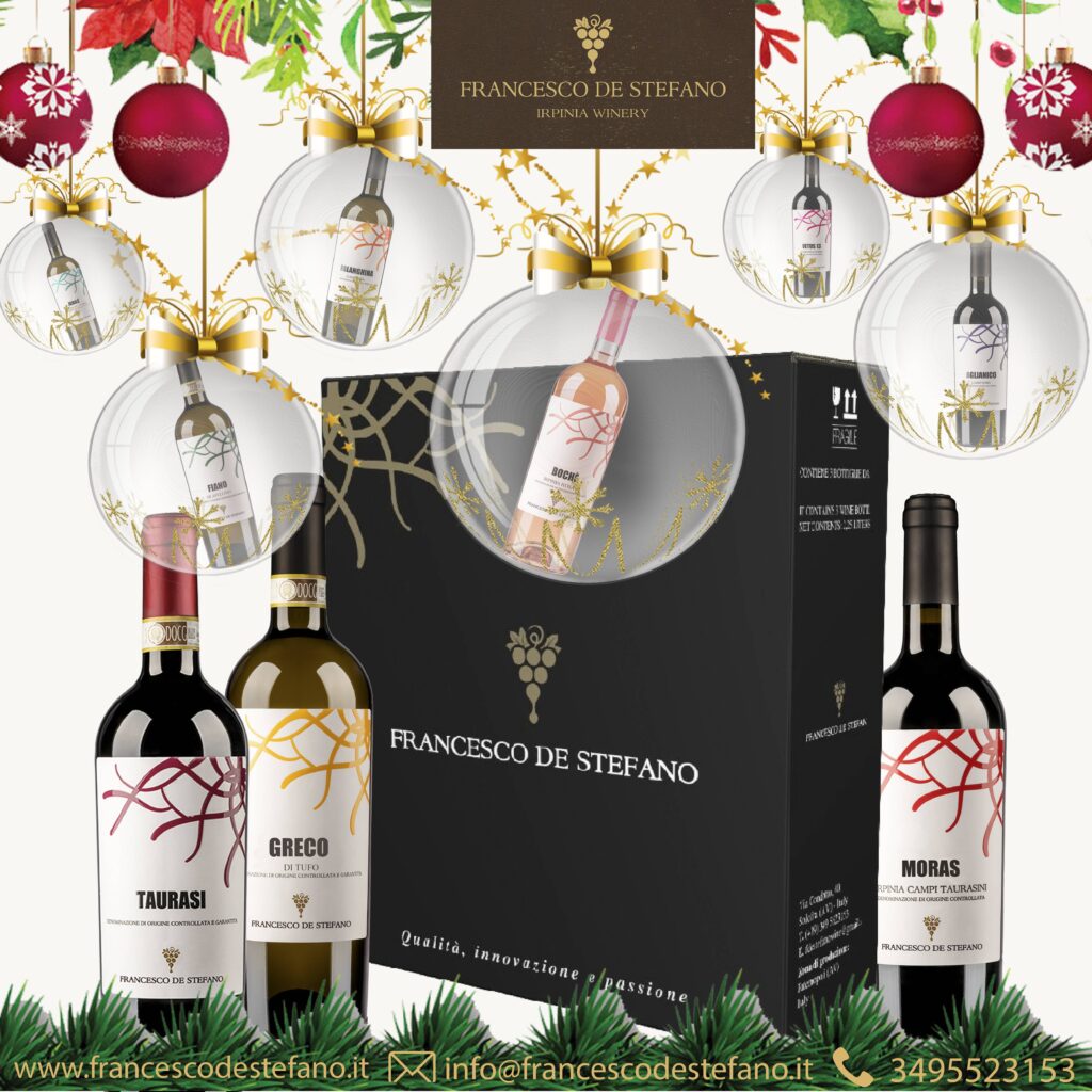 Per Natale Regala un’esperienza indimenticabile e originale, Potrai scegliere 3 eccellenti vini irpini firmati Francesco De Stefano regalando un vero pezzetto di cuore dell’Irpinia.